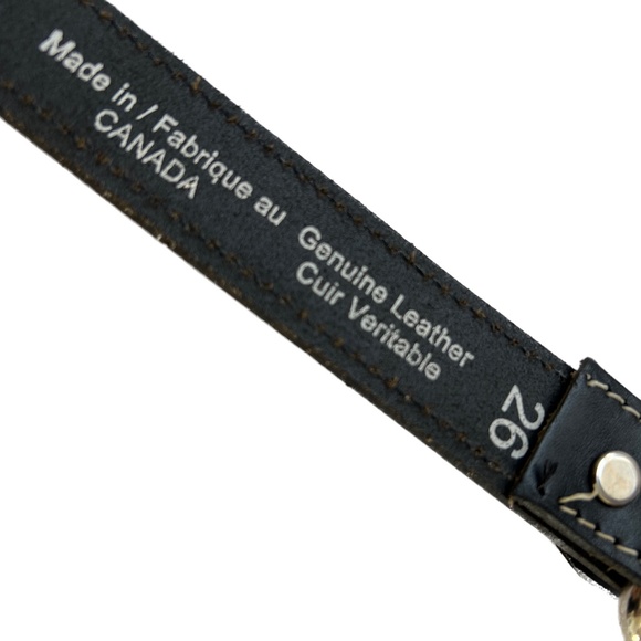 Roots Brown Leather Belt Youth Kids Size 26 Silver Tone Buckle Extra Hole Added - Picture 4 of 4